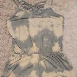 Blue and White Shorts Jumpsuit